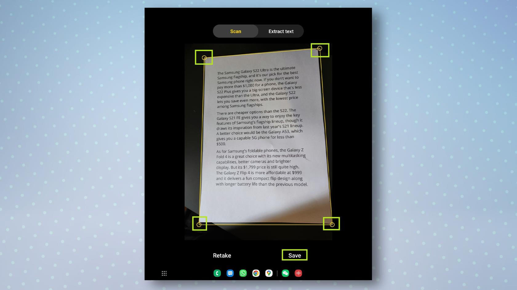 Este truque oculto transforma seu celular Samsung Galaxy em um scanner de documentos