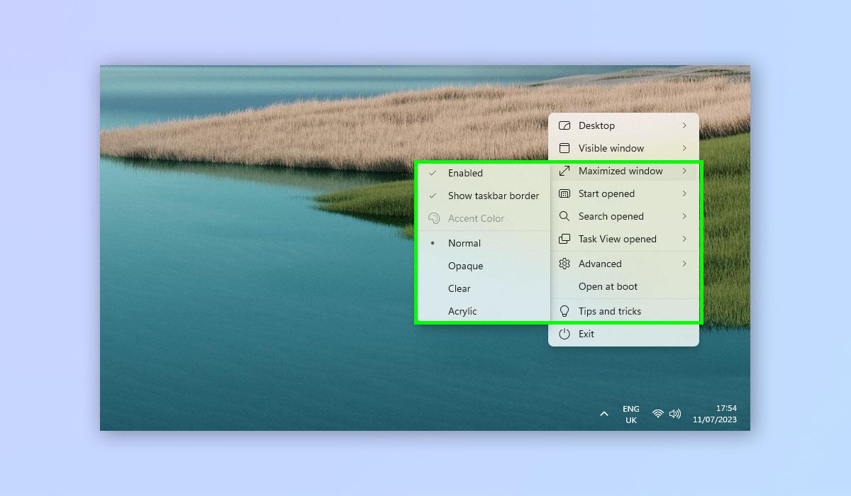 Comment obtenir une barre des tâches transparente sur Windows 11
