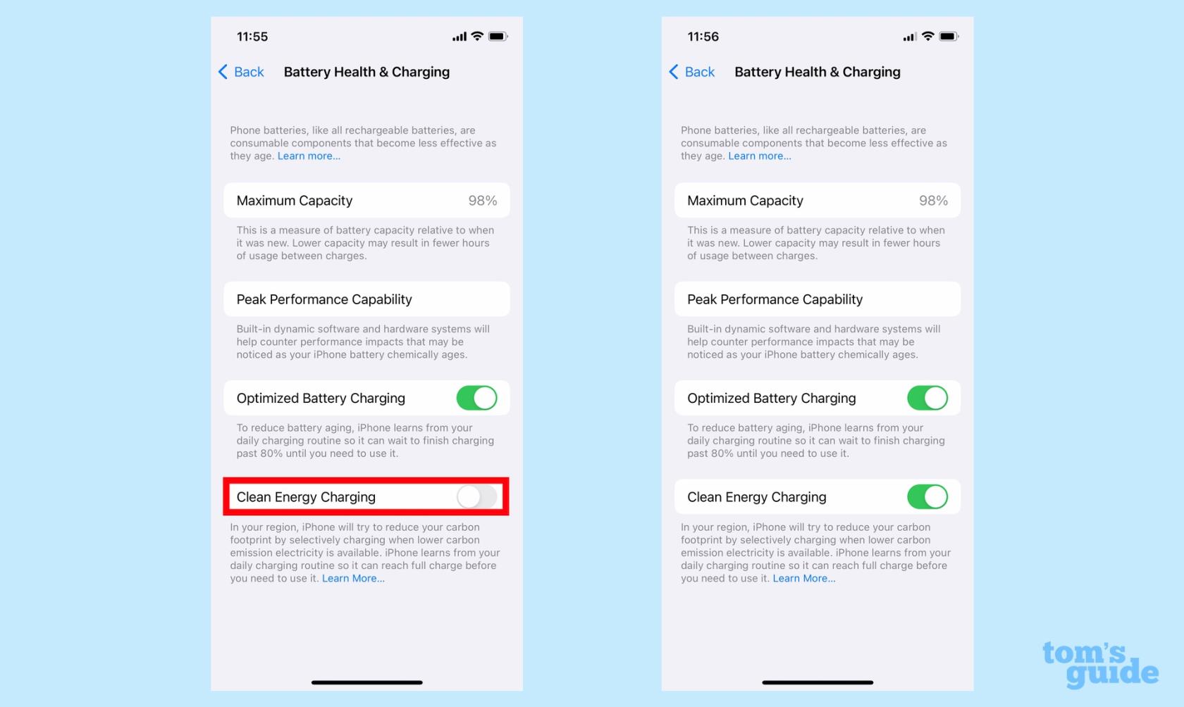 Cómo activar la carga de energía limpia de iOS 16s en tu iPhone