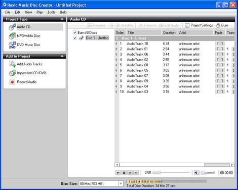 Cách tạo đĩa CD nhạc bằng Roxio Music Disk Creator