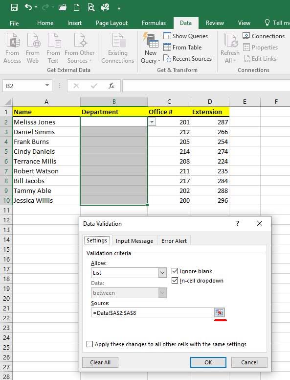 Tạo danh sách thả xuống của Microsoft Excel