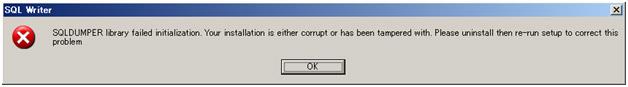 Thư viện SQLDUMPER Thông báo Lỗi Khởi tạo Không thành công