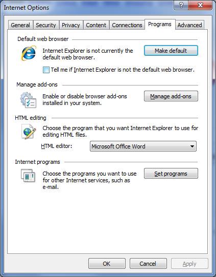 Định cấu hình các tùy chọn Internet Explorer