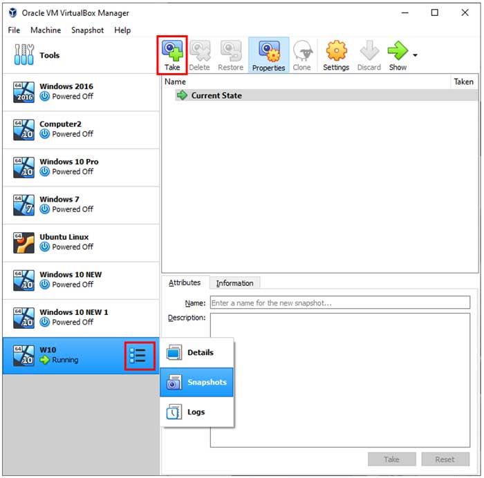 Cách tạo và khôi phục ảnh chụp nhanh máy ảo VirtualBox