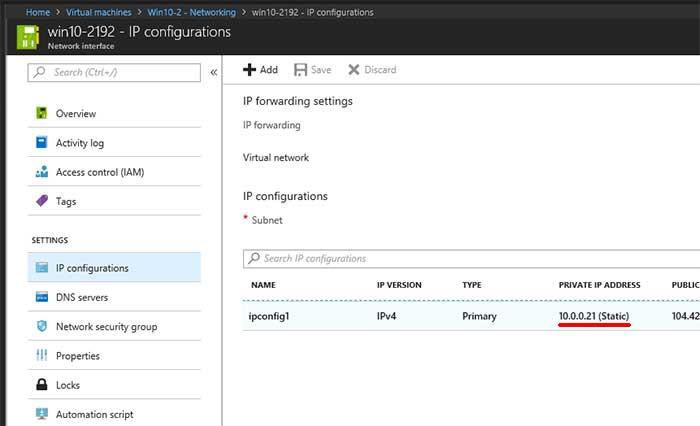 Gán địa chỉ IP tĩnh cho máy ảo Microsoft Azure