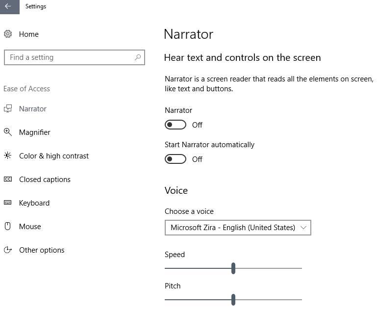 Windows Ease of Access Center