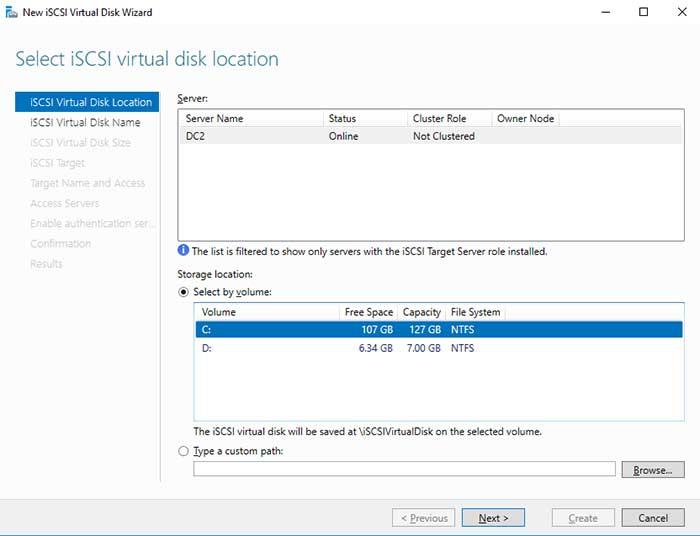 Tạo Máy chủ lưu trữ iSCSI Windows và Đính kèm Máy khách iSCSI