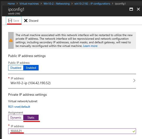 Gán địa chỉ IP tĩnh cho máy ảo Microsoft Azure
