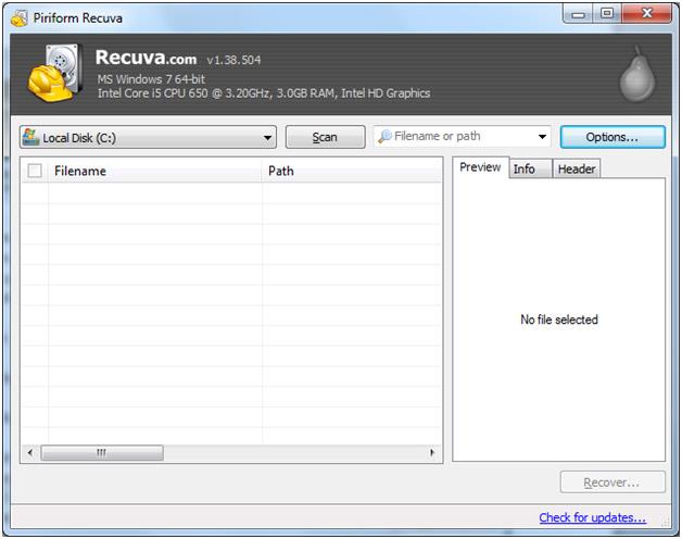 Recuva File Recovery Utility