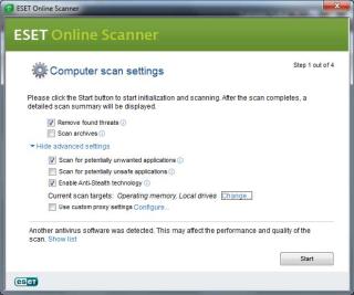 ESET Online Virus và Spyware Scanner