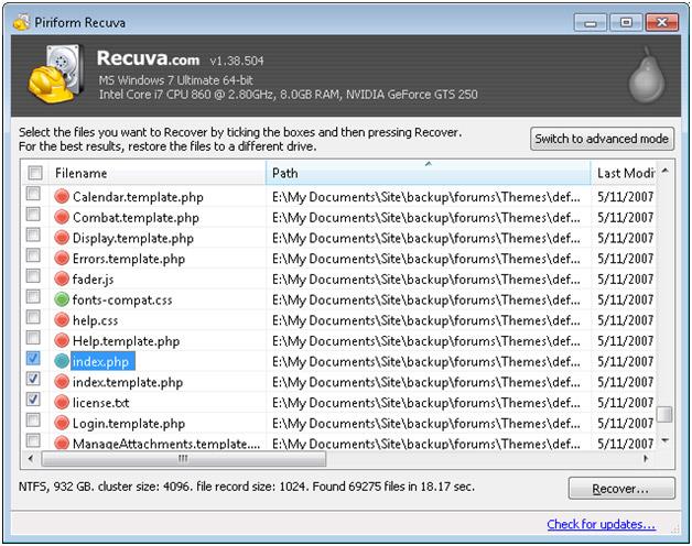 Recuva File Recovery Utility