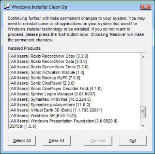 Tiện ích Windows Installer CleanUp