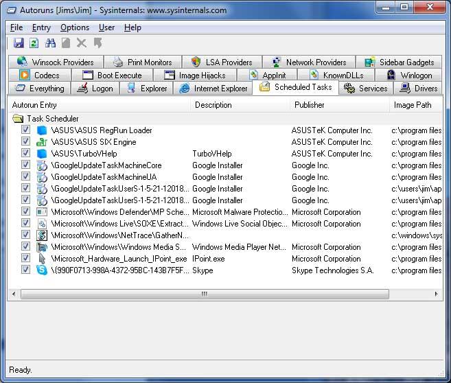 Sysinternals Autoruns Startup Information Utility