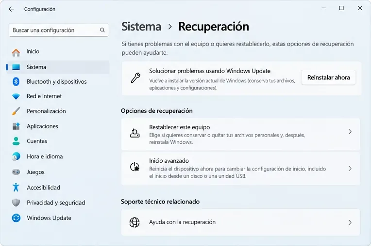Actualización de Windows de octubre atascada: pasos seguros antes de reinstalar