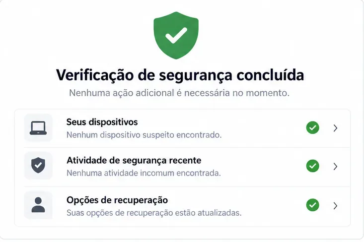 Resumo ilustrativo Verificação de segurança concluída com um escudo verde e linhas de aparelhos, atividade e recuperação