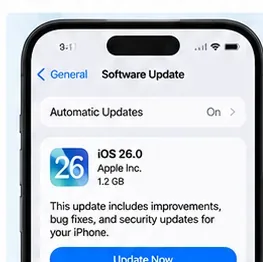 iPhoneのソフトウェアアップデート画面のAI生成イラスト