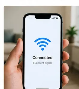 別のWi-FiネットワークでiPhoneをテストしていることを示すAI生成イラスト