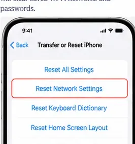 iPhoneのネットワーク設定のリセットのAI生成イラスト