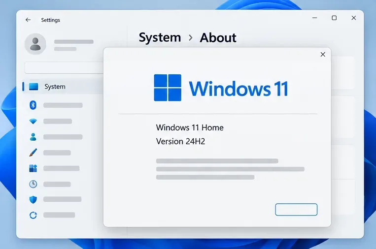 Janela Sobre o Windows indicando Windows 11 Home e versão 24H2