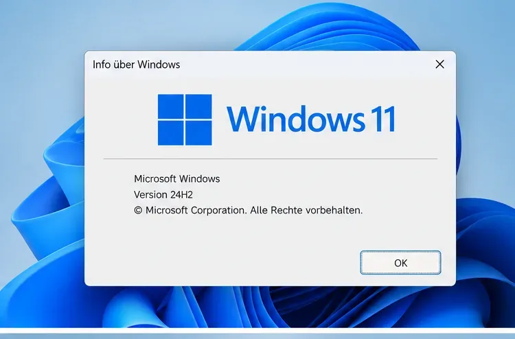 Dialog „Info über Windows“ mit Windows 11 und der Zeile Version 24H2.